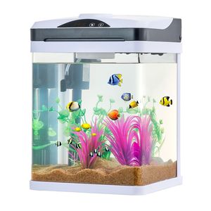 Aquarium carré en verre ultra-transparent de 2 gallons avec LED, surveillance de la température à 7 couleurs, éclairage réglable, auto-nettoyant - Product Image 6