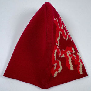 Nouveauté : Bonnets d'hiver classiques unisexes, colorés, chauds, tricotés, sans revers, avec logo jacquard personnalisé, bonnets rouges - Product Image 4