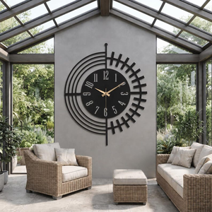 Reloj de Pared Moderno de Metal, Diseño de Engranaje Semicircular, Esfera con Números Romanos, Reloj Decorativo Contemporáneo, Decoración de Pared de Lujo para el Hogar - Product Image 4