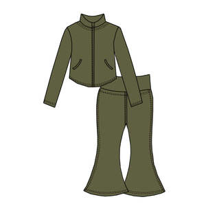 Ropa deportiva para niñas con logo personalizado, pantalones acampanados, chaqueta con cremallera completa, conjunto de 2 piezas para gimnasio, yoga y entrenamiento. - Product Image 3