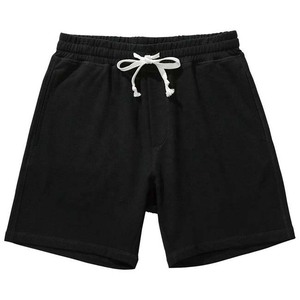 Shorts Bermuda en Coton Noir pour Homme, Taille Élastiquée avec Cordon, Poches Décontractées, Respirant, Tricoté, Taille Mi-Haute - Product Image 1