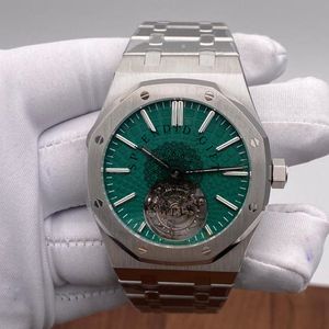 Reloj de Lujo con Caja de Acero Inoxidable, Movimiento de Cuarzo ETA, Esfera Verde Analógica, Cristal de Zafiro, Correa Plateada con Moissanita, Cierre Oculto - Product Image 1