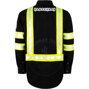 Chemise de travail de soudeur vintage pour homme, haute qualité, ignifuge, avec fermeture éclair, automne, avec éléments réfléchissants, vente en gros - Product Image 3