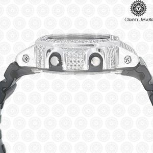 Montre numérique de luxe Charm Jewells, boîtier en acier inoxydable, lunette sertie de diamants, bracelet en silicone, affichage LED de 40 mm, unisexe, mécanique - Product Image 2
