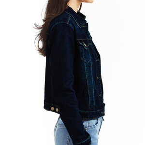 <b>Custom</b> Women's Black <b>Denim</b> <b>Jacket</b> Full Sleeve Winter Plain Jean Coat Wholesale OEM ODM High Quality Fashion 2026 - Product Image 4