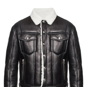 Top Best Quality <b>Mens</b> Leather <b>Fur</b> <b>Jacket</b> Luxury Warm Outerwear Unique Color High Quality Wholesale Manufacturing Service - Product Image 5