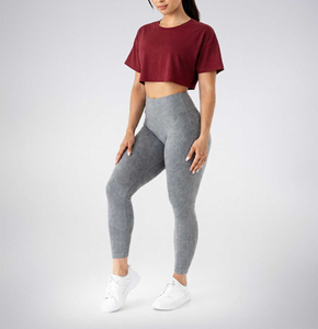 Custom OEM Women's <b>2</b>-<b>Piece</b> Workout Leggings & Crop Top <b>Set</b> High Waist Quick Dry Eco-Friendly Polyester/Nylon Sports Wear Summer - Product Image 1