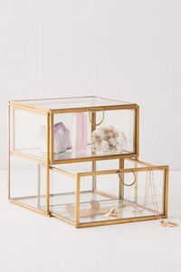 Boîte de rangement en métal noir et verre avec cadre métallique pour organiser les bijoux et une utilisation décorative, boîte en verre personnalisée - Product Image 2
