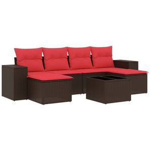 Ensemble de canapés de jardin en polyrotin marron 7 pièces avec coussins - Product Image 2