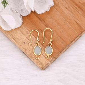 Boucles d'oreilles pendantes élégantes en calcédoine aqua pour femmes, bijoux en pierres précieuses faits à la main - Product Image 3