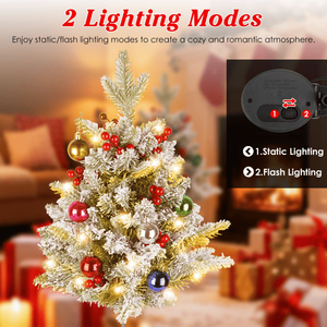 2 Pezzi Mini Albero di Natale Solare con 50 LED, Impermeabile IP44, Ricarica Rapida 4H, Batteria 600mAh, 2 Modalità di Illuminazione, Design Realistico in PE - Product Image 3