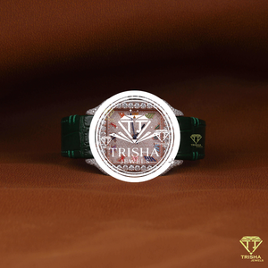 Reloj de Lujo Exclusivo con Diamantes Moissanite, Correa Verde Premium y Bisel con Incrustaciones de Piedras - Product Image 2
