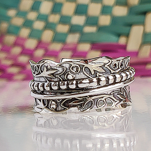 Flower <b>Spinner</b> <b>Ring</b> Floral Fidget <b>Ring</b> Handmade Anxiety Relief <b>Ring</b> Boho Statement Jewelry Meditation <b>Spinner</b> <b>Ring</b> Gift for Her - Product Image 1