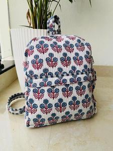 Handmade Pure Cotton Quilted Zipper Closure Unisex Washable Lightweight Daypack Travel <b>School</b> Summer/Spring <b>Backpack</b> - Product Image 6