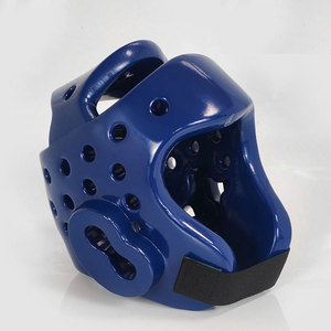 Protège-tête de boxe bleu avec aérations et fermeture auto-agrippante pour adultes, équipement de protection unisexe, couleur unie, usage universel - Product Image 1