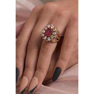 Trendy Gemstone And Polki Diamond <b>Ring</b> <b>Crafted</b> In 925 Sterling Silver Fine Jewellery For Wholesale Wedding Wear - Product Image 2