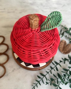 Panier en rotin en forme de pêche, paniers de rangement faits à la main, rotin naturel, moderne, multifonction, fabriqué au Vietnam - Product Image 2