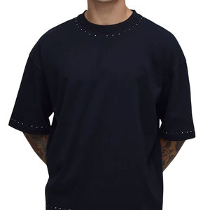 T-shirt personnalisé avec bordure contrastée, dernière mode, t-shirt en strass, streetwear, logo imprimé personnalisé, t-shirt en strass - Product Image 6