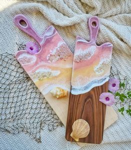 Petite planche à découper en bois et résine pour cuisines compactes, appartements, préparation de collations, découpe de fruits, service de fromage - Product Image 5
