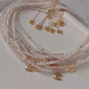 Adjustable 3-4mm High Quality Freshwater <b>Pearl</b> <b>Necklace</b> <b>Gold</b>-Plated Internet Celebrity Favorite Double 11 Popular Item - Product Image 1