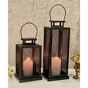 Faroles Rústicos de Madera de Teca Reciclada con Bandas de Hierro - Decorativos al por Mayor - Product Image 6