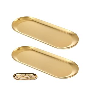 Golden Trinket Trays Stainless Steels, 23x9cm | Jewelry Organizer TraysNeat Storage for Rings and Toiletries - Product Image 2