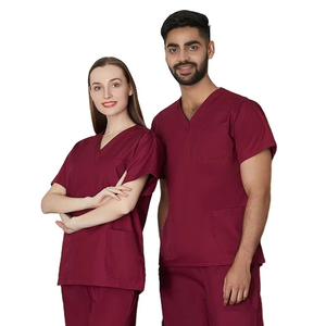 Hot Selling Fashionable Short Sleeve V-Neck Nurse Working <b>Clothes</b> Nursing Uniform <b>Scrubs</b> Uniform Tops for Men and Women - Product Image 4