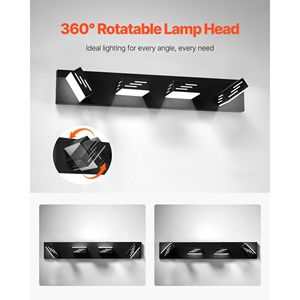 Moderna Lampada da Parete a 4 Luci LED per Specchio da Bagno, 25,59 Pollici, Nera, con Impermeabilità IP44 - Product Image 4