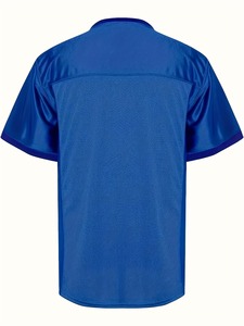Chemises amples personnalisées en maille respirante à col en V, coupe oversize, bleues, anti-humidité, avec empiècements en maille noire - Product Image 2