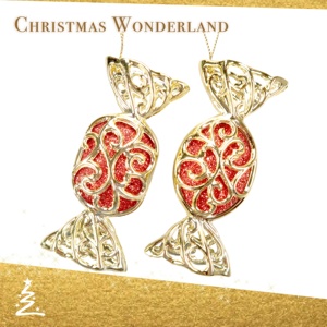 Décoration de Noël et du Nouvel An, cuivre plaqué or brillant, cuivre rouge, champagne, mauve, paillettes acryliques, filigrane 2D, ornement de bonbons - Product Image 1