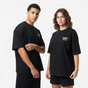 เสื้อยืดคอกลมโอเวอร์ไซส์สำหรับผู้หญิงและผู้ชาย ขายส่ง น้ำหนักเบา สีพื้น รับทำโลโก้ด้านหน้าตามสั่ง OEM ODM แบรนด์ส่วนตัว ผ้าฝ้ายพรีเมียม - Product Image 6