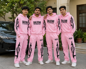 Ensemble de survêtement rose personnalisé pour hommes, sweat à capuche et pantalon de jogging, imprimé flamme noire, streetwear, vêtements de sport décontractés, tenue 2 pièces - Product Image 5