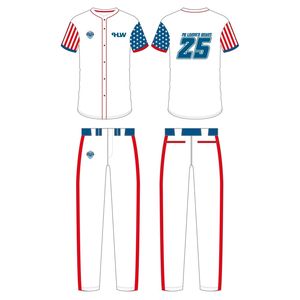 Maillot de baseball PH LEATHER WEARS pour homme, blanc, rouge, bleu, étoiles, rayures, uniforme, impression numérique, respirant, vêtements de sport pour adultes - Product Image 1