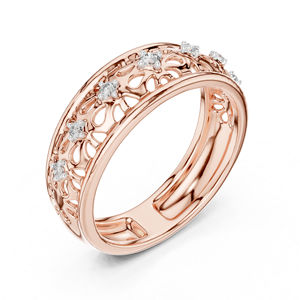 Anillo de Compromiso de Oro Rosa de 14K con Diamante de Corte Redondo para Mujer |   Ropa de Compromiso |   Diamante Cultivado Nuevo - Product Image 5