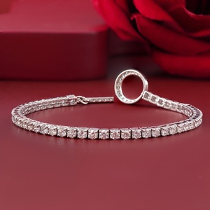 Pulsera de tenis de oro blanco de 14K con diamante redondo cultivado en laboratorio de 5.17 CT y cierre de palanca - Product Image 4