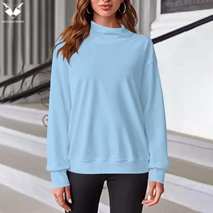 Custom Women <b>Mock</b> <b>Neck</b> Sweatshirt Oversized Pullover Long Sleeve Fleece Warm Breathable Eco-Friendly Casual Streetwear Autumn - Product Image 4