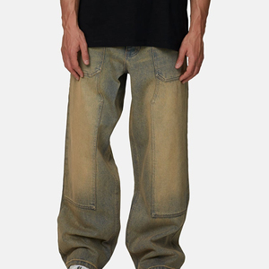 Pantalones Vaqueros Anchos de Mezclilla para Hombre, Lavados a Medida, Ecológicos, Vintage, Sólidos, Transpirables, Ligeros, para Verano, Otoño e Invierno, OEM - Product Image 2