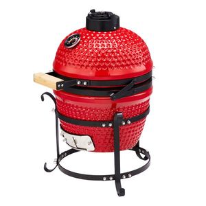 13-Inch Portable Ceramic Charcoal Grill with Stainless Steel Cooking Grate and Heat Deflectors Ash Tool for Outdoors Camping - Product Image 2