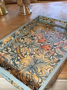Hand-Painted Eco-Friendly Wooden Serving Tray Set of 3 Farmhouse Decor Ottoman Trays for Coffee <b>Tables</b> & <b>Bedside</b> <b>Tables</b> - Product Image 3
