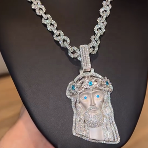 Joyería Fina Personalizada, con Certificado IGI, Colgante de Jesús con Diamantes VVS, Diseño 3D de Lujo, Plata 925 - Product Image 1