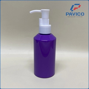 Bouteilles en plastique PET de 150 ml, cylindriques, ambrées, personnalisées, avec pompe à lotion, impression par transfert thermique, cosmétiques, Vietnam Pavico - Product Image 2
