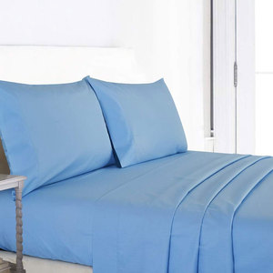 High Solid Blue <b>Comforter</b> <b>Set</b> Ultra Soft Breathable Linen 400TC Fitted Durable Easy Care Eco-Friendly Home Guest Room Hotel Use - Product Image 2