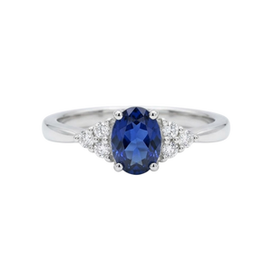 Bague de fiançailles en argent sterling 925 massif avec saphir créé en laboratoire, bague de mariage en saphir bleu pour femme, cadeau pour elle - Product Image 1