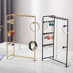 Organizador de Joyas Multisección con Ganchos Colgantes, Ranuras para Pendientes, Soporte para Pulseras, Estructura Estable, Ahorro de Espacio, Exhibidor de Tocador - Product Image 2
