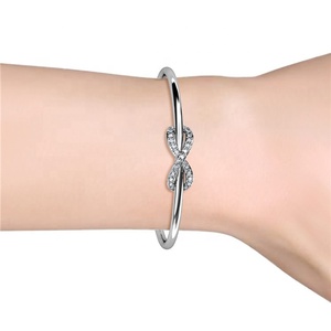 Ribbon <strong>Bangle</strong> Embellished with <strong>Swarovski</strong> Crystals 925 Silver Women Lucky Bracelet Charm <strong>Bangle</strong> Women Jewelry Daisini - Product Image 5