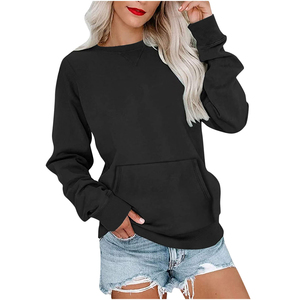 Wholesale High Quality Women's Sweatshirt Round Neck Casual Long Sleeve Sweatshirt Cotton Crew Neck <b>Pullover</b> Relaxed Fit Tops - Product Image 2