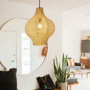 New Collection Eco Friendly Bamboo Rattan Chandelier Lamp Artisan <b>Crafted</b> Hanging <b>Light</b> for Hotel Villa Interior Design - Product Image 6
