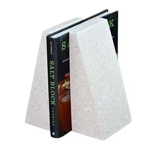 Serre-livres en marbre décoratifs pour livres lourds, vente en gros, décoration moderne pour la maison, pierre naturelle, marbre blanc crème, design gravé - Product Image 1