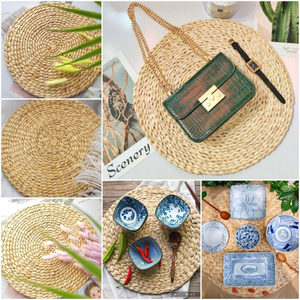 Functional Bohemian Round Water Hyacinth Placemat Handmade Eco-Friendly Non-Slip <b>Table</b> <b>Protector</b> - Product Image 2