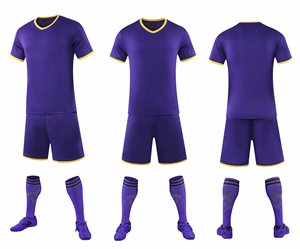 Custom Blue <b>Soccer</b> Uniform Kit Men's V-Neck Short Sleeve 100% Polyester Moisture Wicking All Seasons Team Wear - Product Image 3